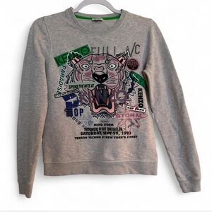 Kenzo Grey Sweatshirt with Multicolor Tiger Graphic